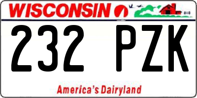 WI license plate 232PZK