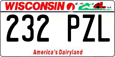 WI license plate 232PZL