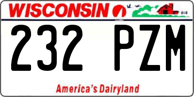 WI license plate 232PZM