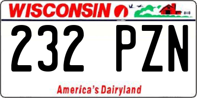 WI license plate 232PZN