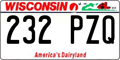 WI license plate 232PZQ