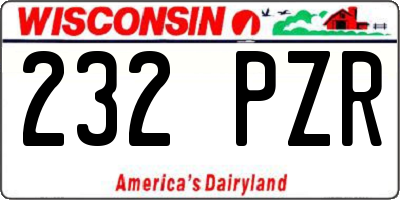 WI license plate 232PZR