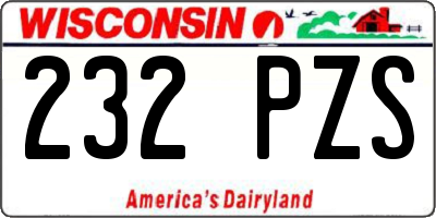 WI license plate 232PZS