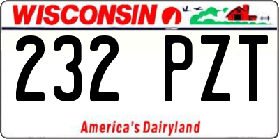 WI license plate 232PZT
