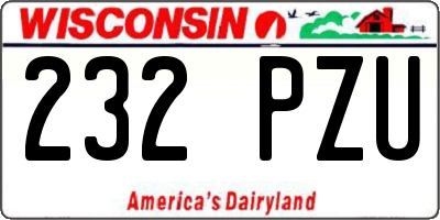 WI license plate 232PZU