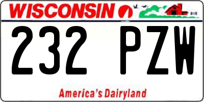 WI license plate 232PZW
