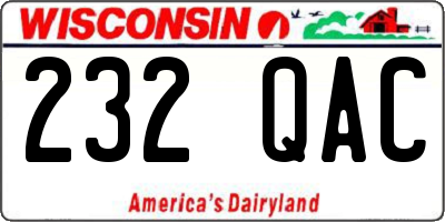 WI license plate 232QAC