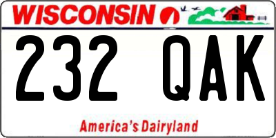 WI license plate 232QAK