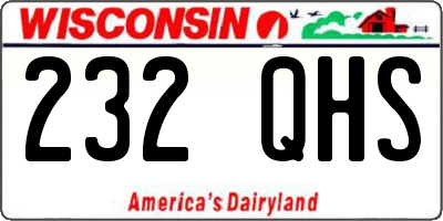 WI license plate 232QHS