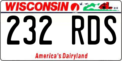 WI license plate 232RDS