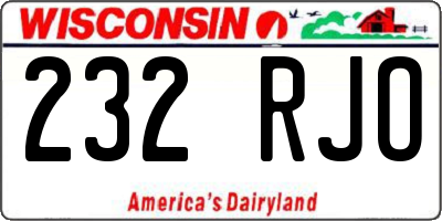 WI license plate 232RJO