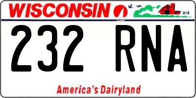 WI license plate 232RNA