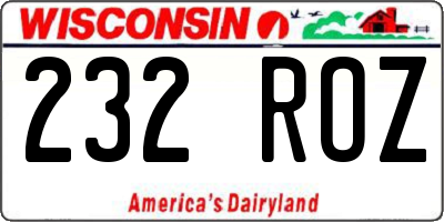 WI license plate 232ROZ