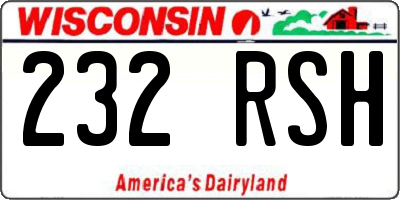 WI license plate 232RSH