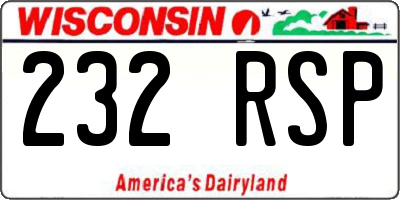 WI license plate 232RSP