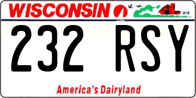 WI license plate 232RSY
