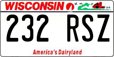 WI license plate 232RSZ