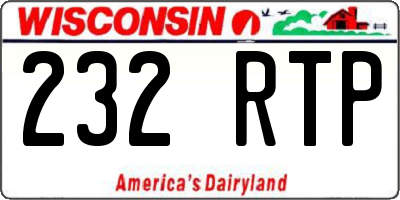 WI license plate 232RTP