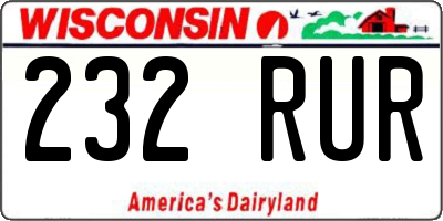WI license plate 232RUR