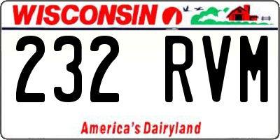 WI license plate 232RVM