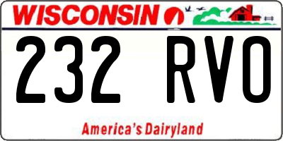 WI license plate 232RVO