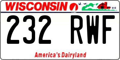 WI license plate 232RWF