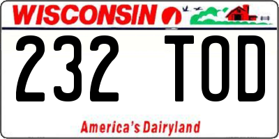 WI license plate 232TOD