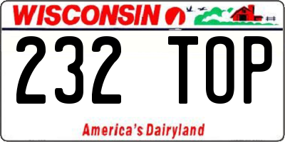 WI license plate 232TOP