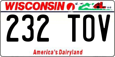 WI license plate 232TOV