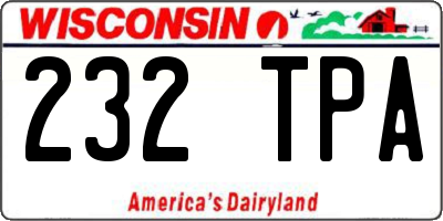 WI license plate 232TPA