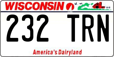 WI license plate 232TRN