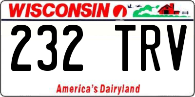 WI license plate 232TRV
