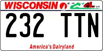 WI license plate 232TTN