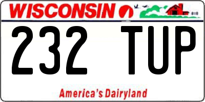 WI license plate 232TUP