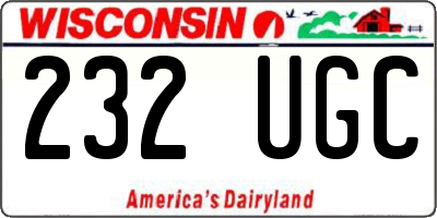 WI license plate 232UGC
