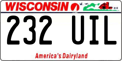 WI license plate 232UIL