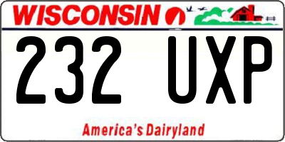 WI license plate 232UXP