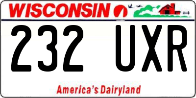 WI license plate 232UXR
