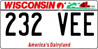 WI license plate 232VEE