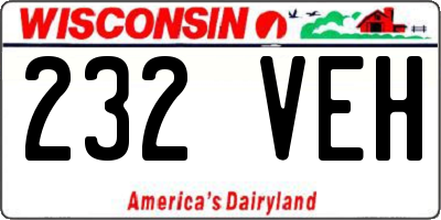WI license plate 232VEH