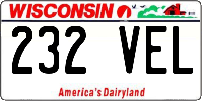 WI license plate 232VEL