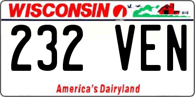 WI license plate 232VEN