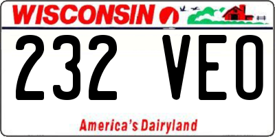 WI license plate 232VEO