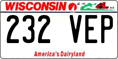 WI license plate 232VEP