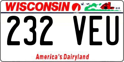 WI license plate 232VEU