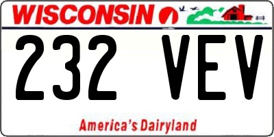 WI license plate 232VEV