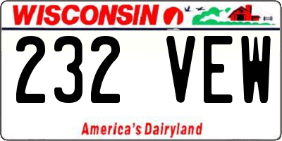 WI license plate 232VEW
