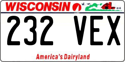 WI license plate 232VEX