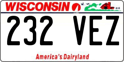 WI license plate 232VEZ