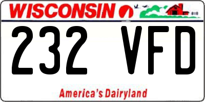 WI license plate 232VFD